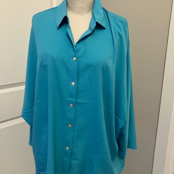 NWT Chico’s Sheer Collared Shirt
turquoise sz 2/L $79 - Picture 2 of 6
